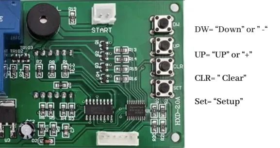Controles del temporizador y pantalla numérica de la versión 1.