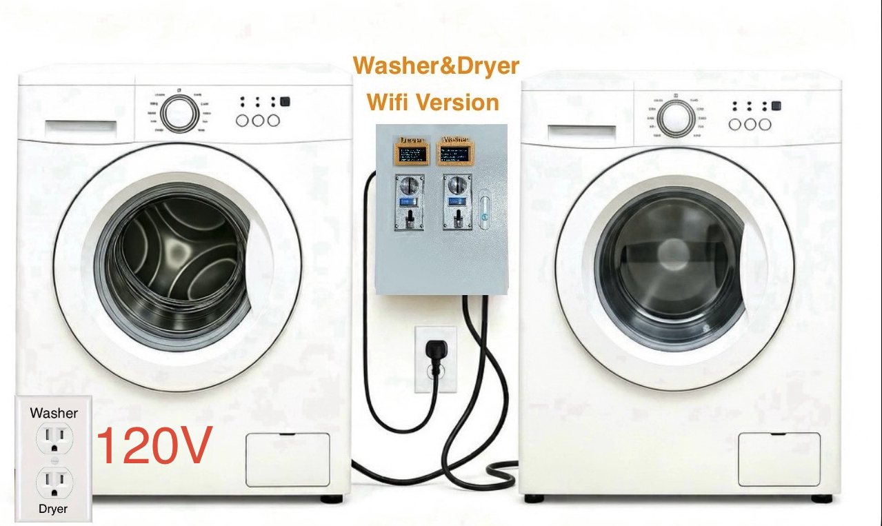 Laundry Smart Coin Box Kit for Gas Dryer and Washer 120V with Wi-Fi and OLED Screen