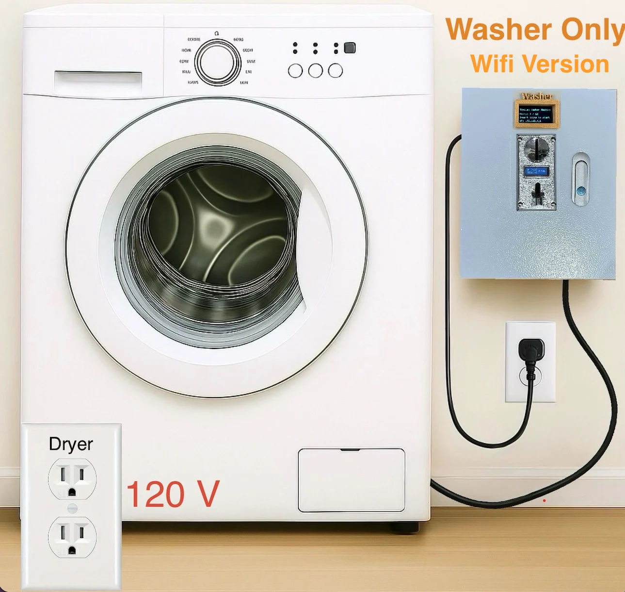 Kit de caja de monedas Laundry Smart – Kit para lavadora con Wi-Fi y pantalla OLED (120 V) - Imagen 12