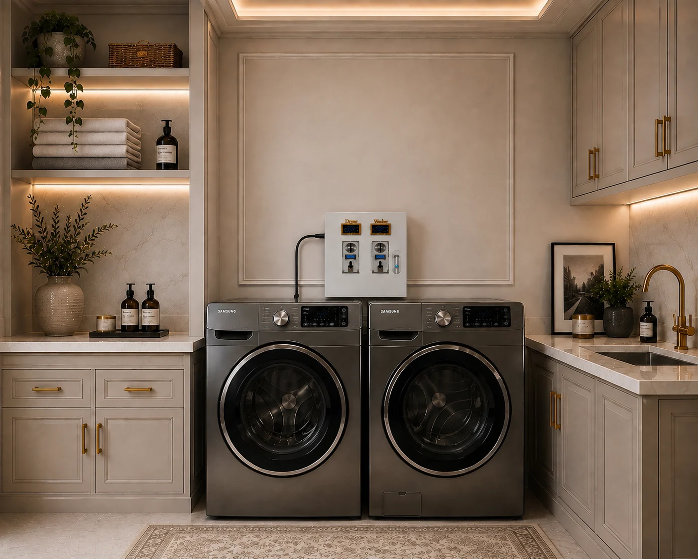 Kit de caja de monedas Laundry Smart – Kit para lavadora y secadora de gas con Wi-Fi y pantalla OLED (120 V/120 V) - Imagen 3