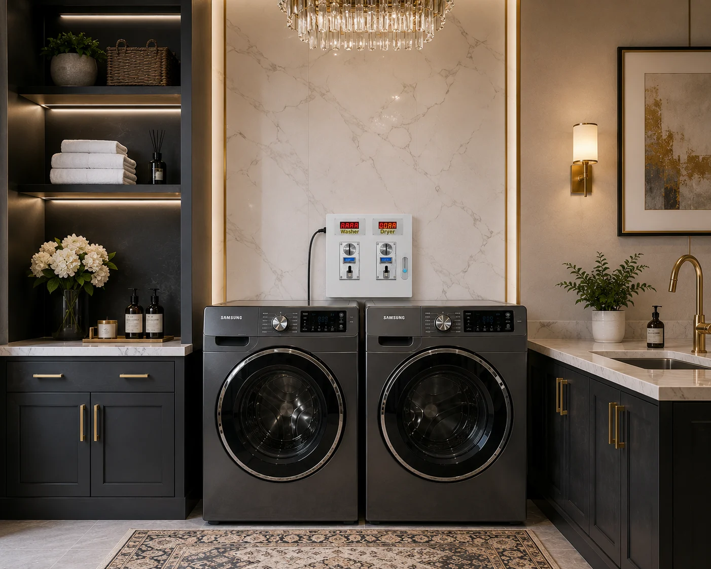 Kit de caja de monedas Laundry Smart – Kit para lavadora y secadora de gas con Wi-Fi y pantalla OLED (120 V/120 V) - Imagen 5